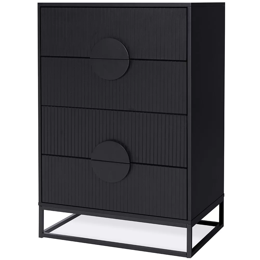 Groove 4 Drawer Chest BLACK/WHITE